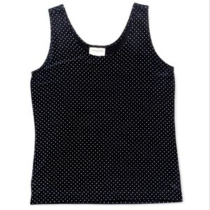 Chico's Dark Blue Black White Polka Dot Tank Top Size 1 Sleeveless Blouse‎